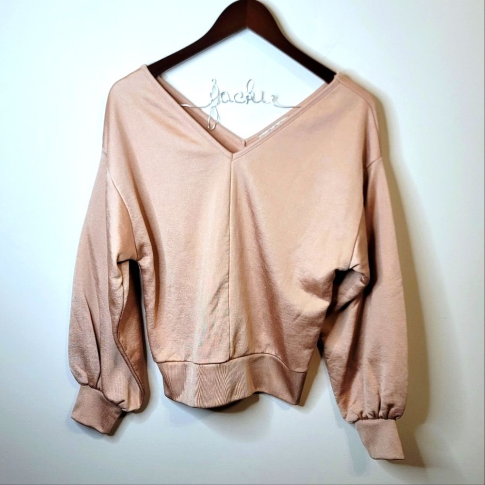 Express One Eleven Tan V-Neck Top Size XS